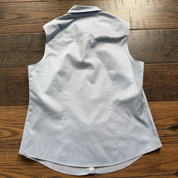 Brooks Brothers 346 Sleeveless Button Up Shirt Blue Oxford Cotton Fitted Sz 10 - Picture 2 of 5